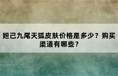 妲己九尾天狐皮肤价格是多少？购买渠道有哪些？