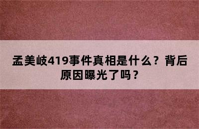 孟美岐419事件真相是什么？背后原因曝光了吗？