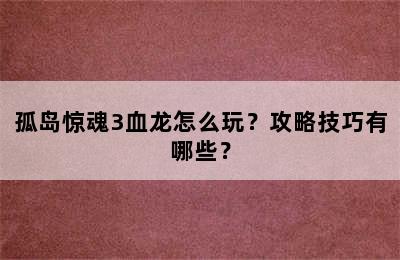 孤岛惊魂3血龙怎么玩？攻略技巧有哪些？