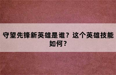 守望先锋新英雄是谁？这个英雄技能如何？