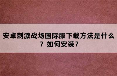 安卓刺激战场国际服下载方法是什么？如何安装？