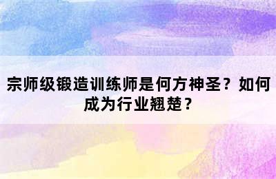 宗师级锻造训练师是何方神圣？如何成为行业翘楚？