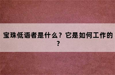 宝珠低语者是什么？它是如何工作的？