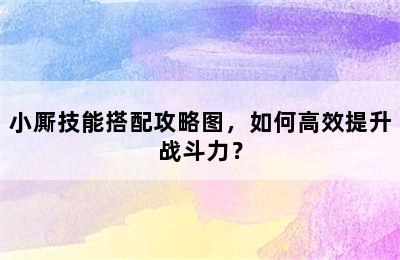 小厮技能搭配攻略图，如何高效提升战斗力？