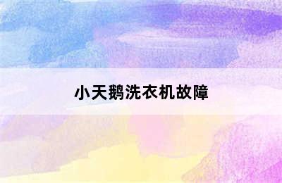 小天鹅洗衣机故障