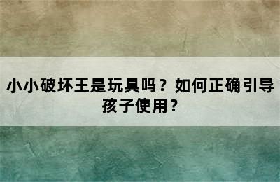 小小破坏王是玩具吗？如何正确引导孩子使用？