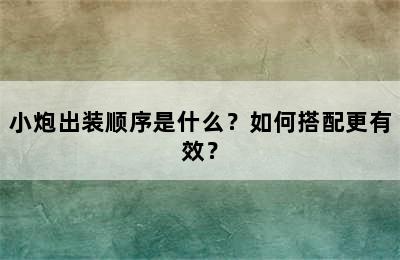 小炮出装顺序是什么？如何搭配更有效？