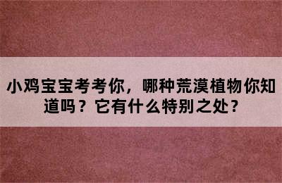 小鸡宝宝考考你，哪种荒漠植物你知道吗？它有什么特别之处？