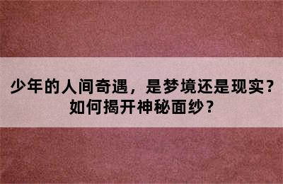 少年的人间奇遇，是梦境还是现实？如何揭开神秘面纱？