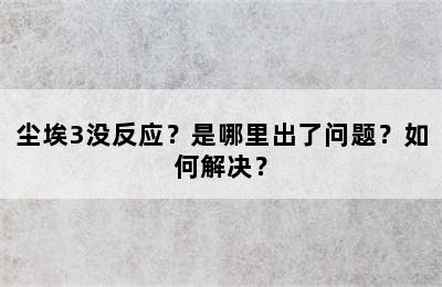 尘埃3没反应？是哪里出了问题？如何解决？