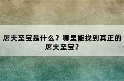 屠夫至宝是什么？哪里能找到真正的屠夫至宝？