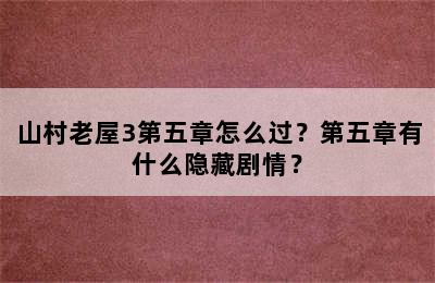 山村老屋3第五章怎么过？第五章有什么隐藏剧情？