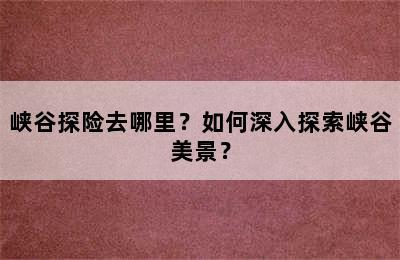 峡谷探险去哪里？如何深入探索峡谷美景？