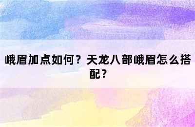 峨眉加点如何？天龙八部峨眉怎么搭配？