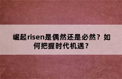 崛起risen是偶然还是必然？如何把握时代机遇？