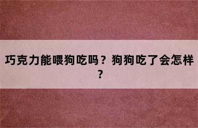 巧克力能喂狗吃吗？狗狗吃了会怎样？