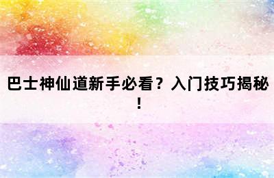 巴士神仙道新手必看？入门技巧揭秘！