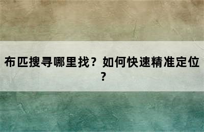 布匹搜寻哪里找？如何快速精准定位？