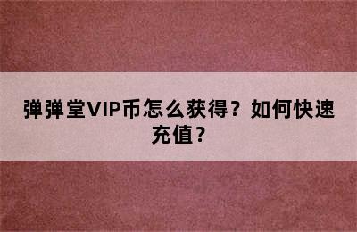 弹弹堂VIP币怎么获得？如何快速充值？