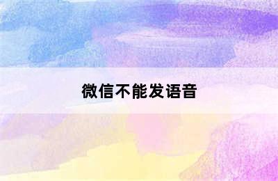 微信不能发语音