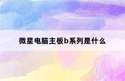 微星电脑主板b系列是什么