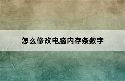 怎么修改电脑内存条数字