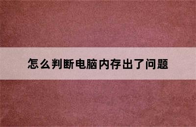 怎么判断电脑内存出了问题