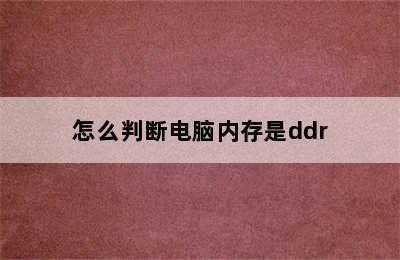 怎么判断电脑内存是ddr