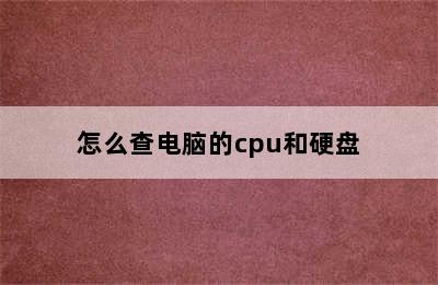 怎么查电脑的cpu和硬盘