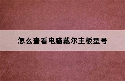 怎么查看电脑戴尔主板型号