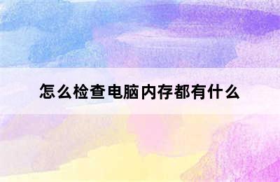 怎么检查电脑内存都有什么