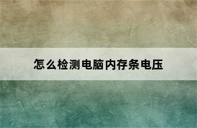 怎么检测电脑内存条电压