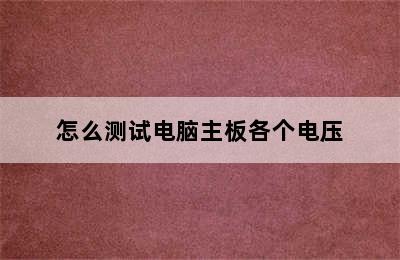 怎么测试电脑主板各个电压