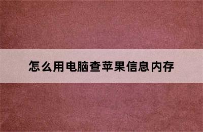 怎么用电脑查苹果信息内存