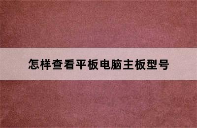 怎样查看平板电脑主板型号