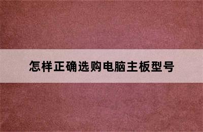 怎样正确选购电脑主板型号