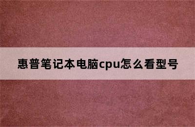 惠普笔记本电脑cpu怎么看型号