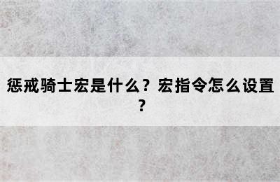 惩戒骑士宏是什么？宏指令怎么设置？