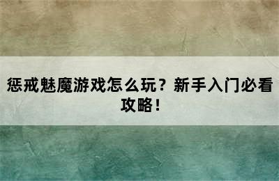 惩戒魅魔游戏怎么玩？新手入门必看攻略！