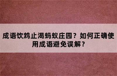 成语饮鸩止渴蚂蚁庄园？如何正确使用成语避免误解？