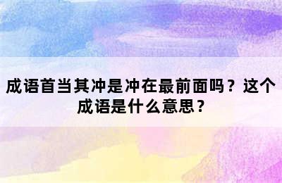 成语首当其冲是冲在最前面吗？这个成语是什么意思？