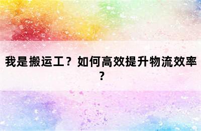 我是搬运工？如何高效提升物流效率？