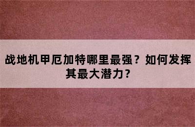 战地机甲厄加特哪里最强？如何发挥其最大潜力？