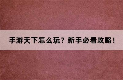 手游天下怎么玩？新手必看攻略！