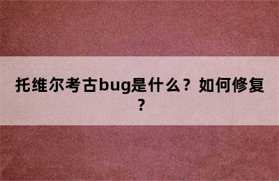 托维尔考古bug是什么？如何修复？