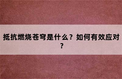 抵抗燃烧苍穹是什么？如何有效应对？