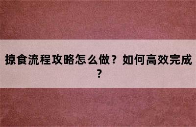 掠食流程攻略怎么做？如何高效完成？