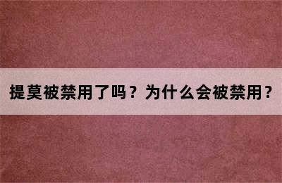 提莫被禁用了吗？为什么会被禁用？