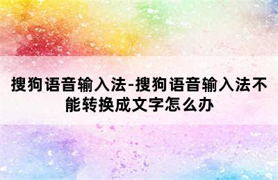 搜狗语音输入法-搜狗语音输入法不能转换成文字怎么办