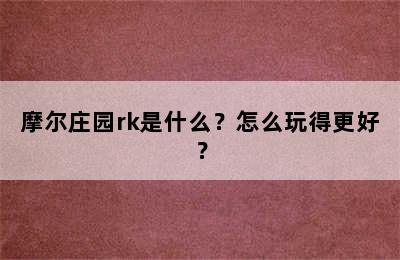 摩尔庄园rk是什么？怎么玩得更好？